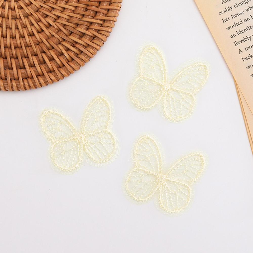 100pcs 4.5CM Chiffon Butterfly 3D Simulation Mesh Butterfly Patch Hair Clip Accessories