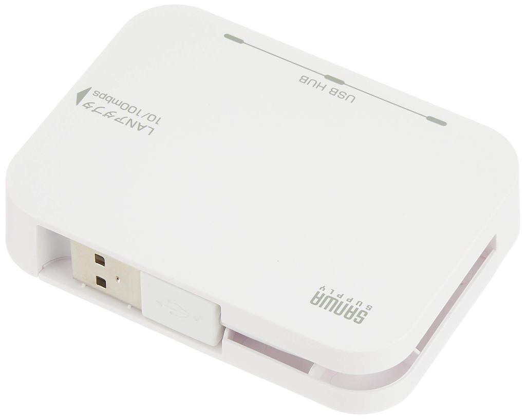 Sanwa Supply hub with LAN adapter 3-port USB2.0 built-in (white) USB-HLA306WN