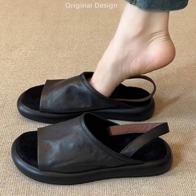 [Fanfna] Супермягкая кожа 2025 лето новая коллекция ретро французский со юбкой на мягкой подошве на плоской подошве римские туфли