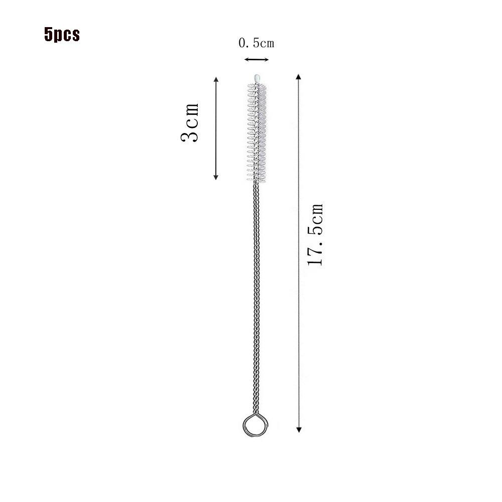 5pcs Soft Hair Tube Cleaner Brush Stainless Steel Handle Bottle Cleaning Brush For Straw Bottles