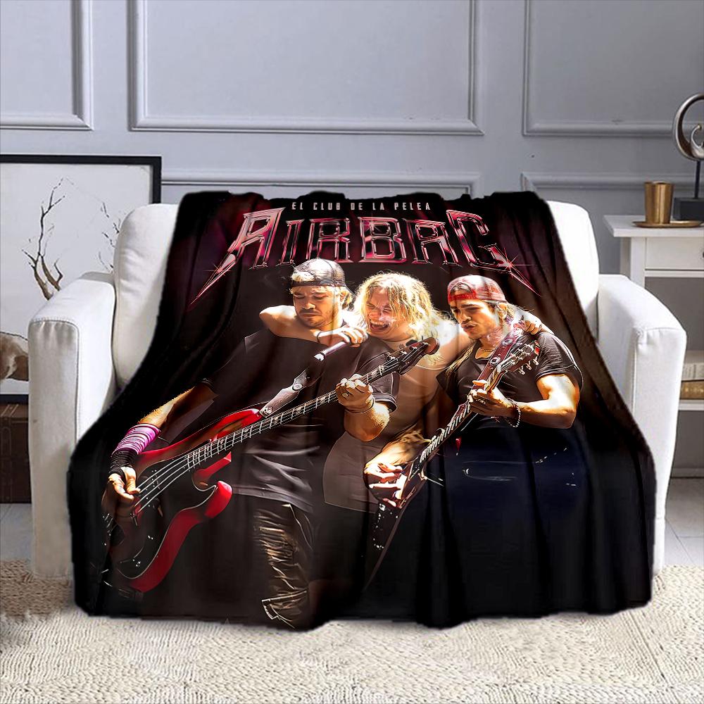 "Rock Band Performing with Guitars" Patterned flannel blanket perfect for the bedroom living room, sofa, or a little nap