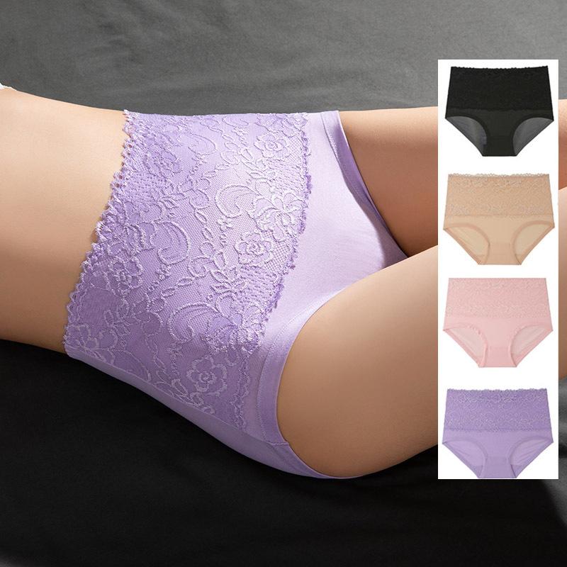Plus Sizes 6XL High Waist Women's Panties Lace Women's Large Size Panties Solid Color High-waisted Triangle Pants Underwear Briefs