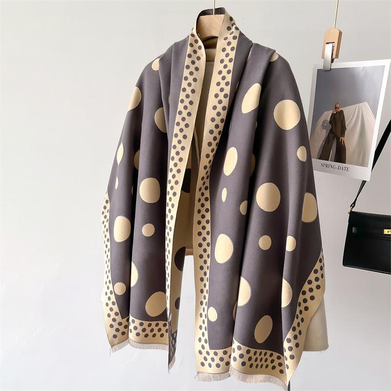 Women Winter Cashmere Scarf Dot Pashmina Luxury Brand Shawls and Wraps Bufanda Hijab Travel Stoles Echarpe Warm Blanket