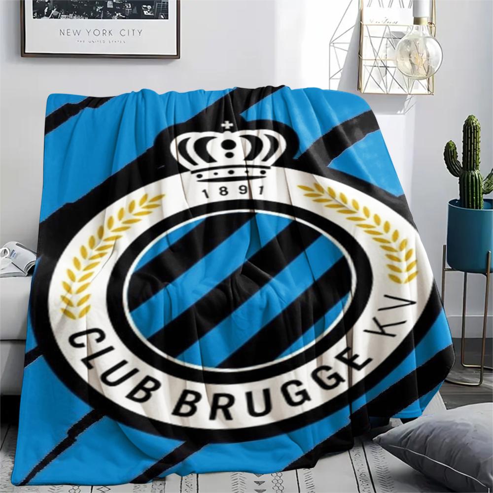 1Pc Club Brugge K V Print Flannel Blanket, High quality Comfortable for All Seasons, Home Decor, Warmth and Comfort, Perfect for Christmas Gifts