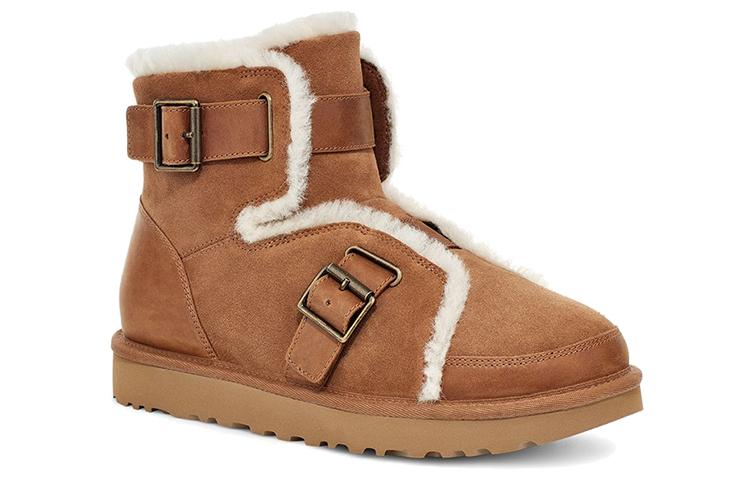 Женские ботинки UGG Dune Mini Buckle Boot на флисовой подкладке Коричневые Женские