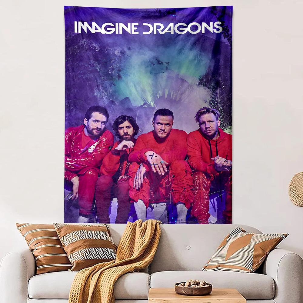 Vertical Tapestry Imagine Dragons Band Red Outfits Purple Mist Rock Wall Hanging for Bedroom Dorm