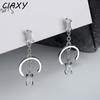 CIAXY Silver Color Geometric Semicircular Earrings for Women Tassel Ear Chain Earring Micro Inlay Zircon Jewelry