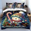 "Smiling Snowman with Candy Cane & Gifts" Print Bedding Set Duvet Cover Pillowcases (1* Duvet Cover 2* Pillowcases Do Not Include Comforter)