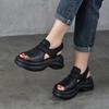 Lightweight Thick Soled Peep Toed Sandals Versatile Casual Genuine Leather Soft Soled Women's Shoes