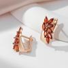 Серьги-подвески из красного циркония Kinel для женщин, розовое золото, ювелирные изделия, свадебные серьги для невесты, подарок
