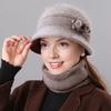 2Pcs/Set Women Winter Hat Scarf Set Elastic Soft Warm Solid Color Design Imitation Rabbit Fur Basin Hat Scarf Set