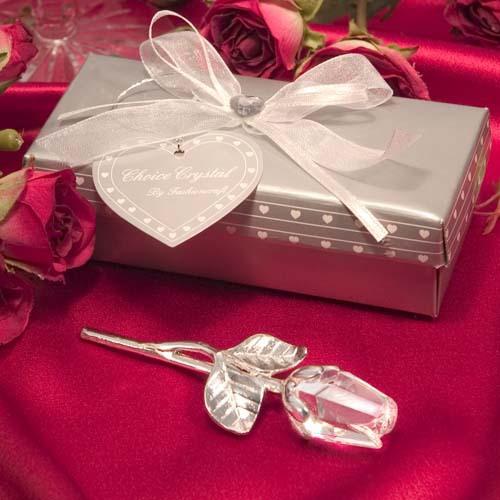 Romantic Crystal Glass Rose Flower Valentines Day Gift Craft Favors Lovers Gift Wedding Birthday Party Anniversary Decoration