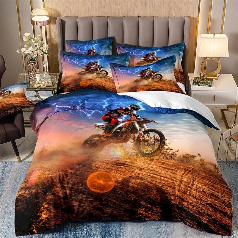 Galaxy Starry Sky Duvet Cover Set for Boys, Speed Rider, Super Cool, Racing Car Comforter, Bedding Sets for Men, Teen, Queen Siz