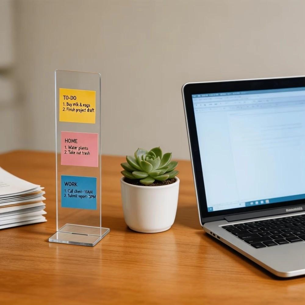 Acrylic Sticky Note Holder Stand Clear Note Display Organizer Desk Message Board Desktop Use