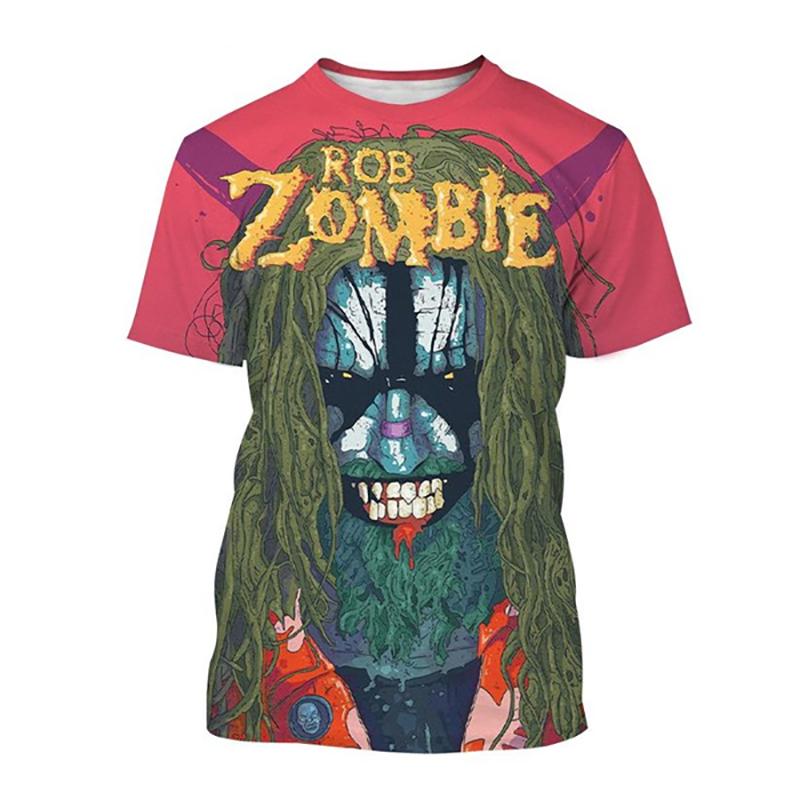 Rob Zombie 3D Печать Футболки Рок-певец Уличная мода Мужчины Женщины Мода Оверсайз Короткий рукав Футболка Детские Футболки Топы Мужская Одежда