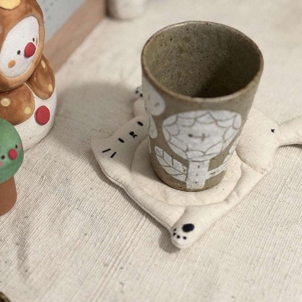 Soft Fabric Cat Shaped Coaster Anti-scald Drink Cup Placemat Bar Counter Placement