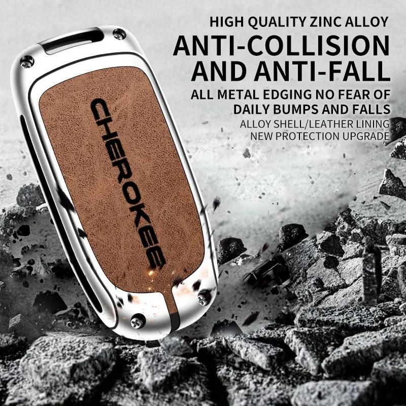 Zinc Alloy Car Key Case Cover Shell Fob For Jeep Cherokee Remote Control Protector For JEEP CHEROKEE Key Cover Auto Accessories AMS1