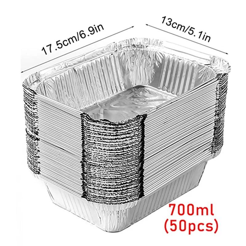 50pcs Disposable Aluminium Foil, Various Sizes, Tin Pans Are Perfect for Cooking, Heating, Storing and Preparing Food.