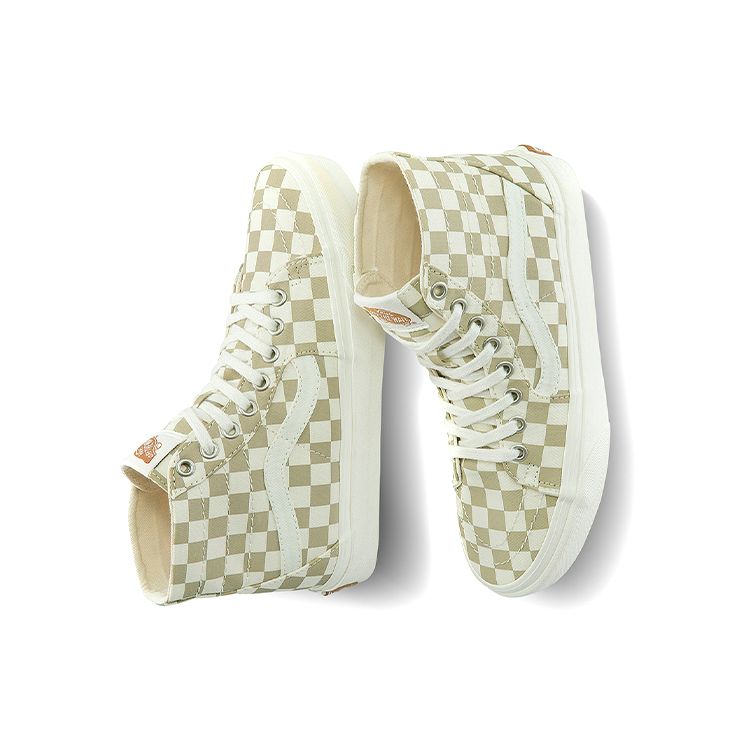 Vans Sk8 Шахматные Повседневные Высокие Кеды для Скейтбординга Унисекс Кроссовки Молочный Чай VN0A4U169FO