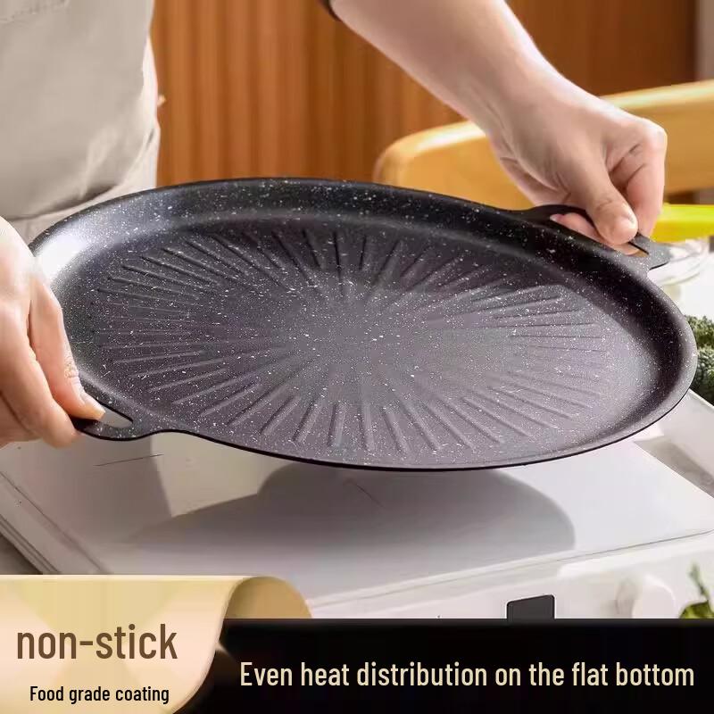 Круглая чугунная сковорода-гриль в корейском стиле