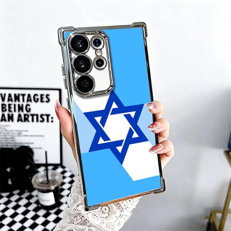 Чехол для телефона David Jewish Star Symbol Plating для Samsung Galaxy S24 S25 FE S26 Edge S23 Ultra S22 S21 Plus S20 Защита от падения Airbag