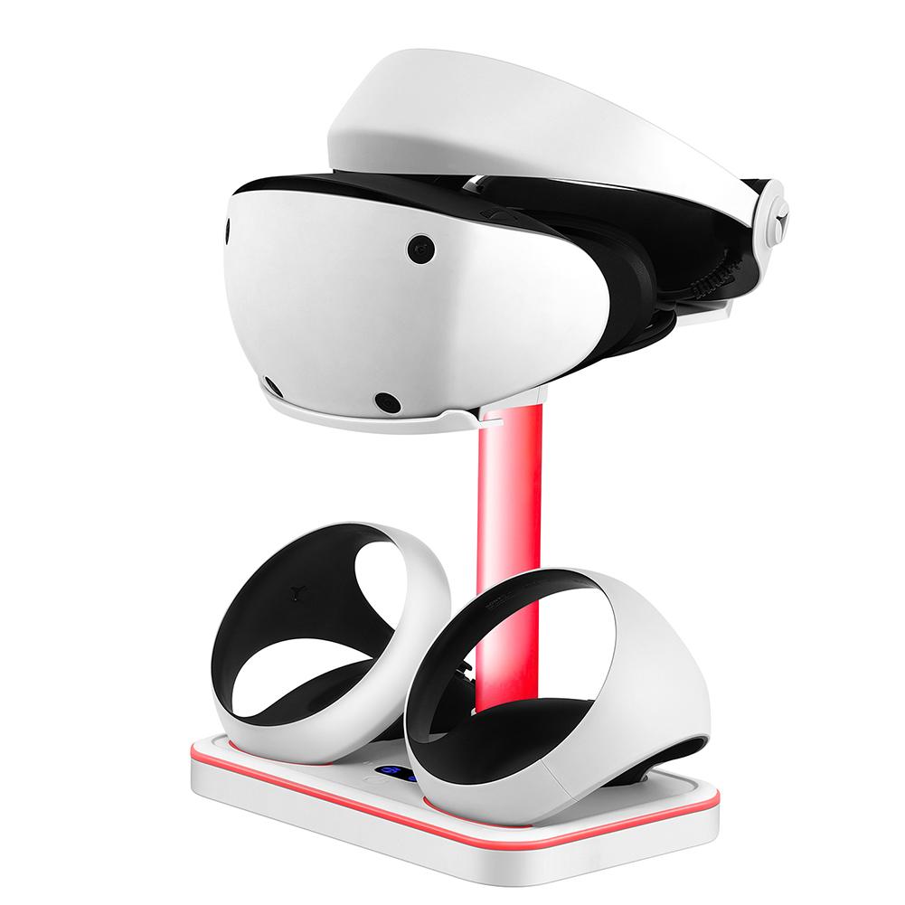 Зарядная станция для игрового контроллера, красочная RGB-подсветка, док-станция для зарядки, подставка для хранения, аксессуары для очков и гарнитуры для PS VR2 Joypad