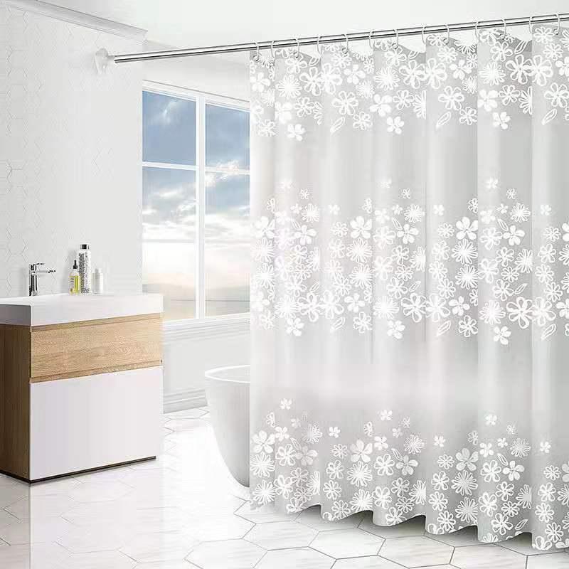 3D Jacquard Flower Peva Shower Curtain Thickened Waterproof Mildew Resistant Bathroom Bath Partition Universal Curtain