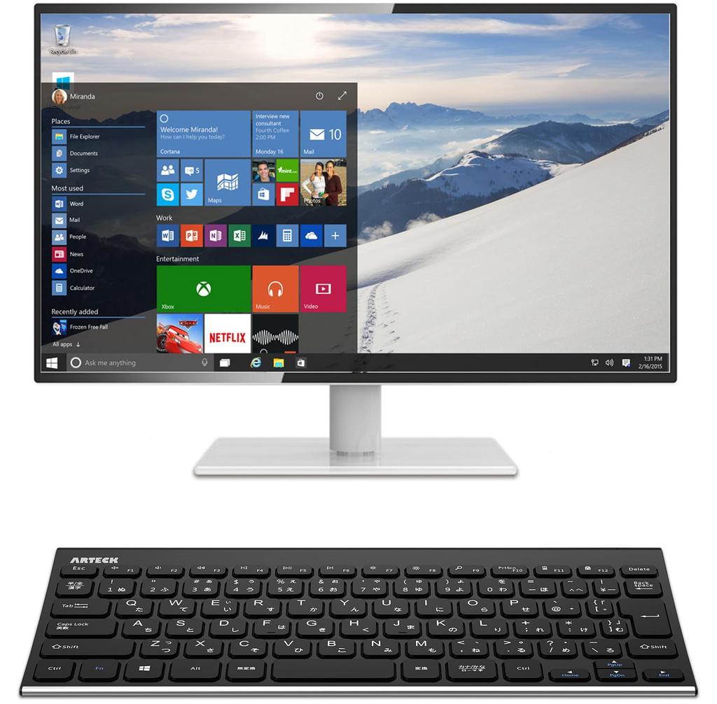 Arteck 2.4G Wireless Keyboard, Japanese Layout, Wireless Stainless Steel, Lightweight, Full-Size Keyboard for Computers, Desktops, PCs, Laptops,