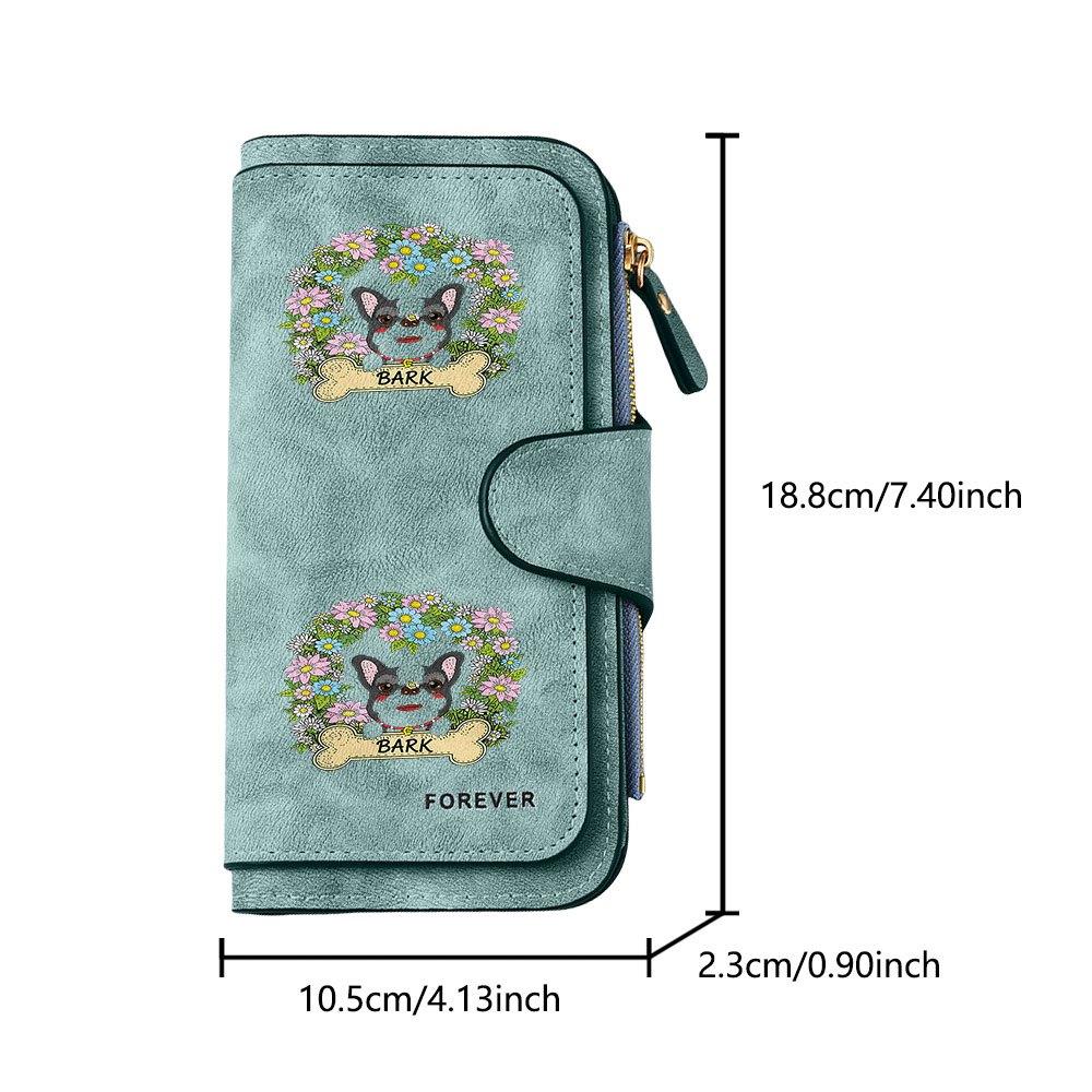Unique French Bulldog Floral Pattern BARK Men's Large Capacity Wallet with Business Card Slot and Cash Pocket, Suitable for Formal Occasions and