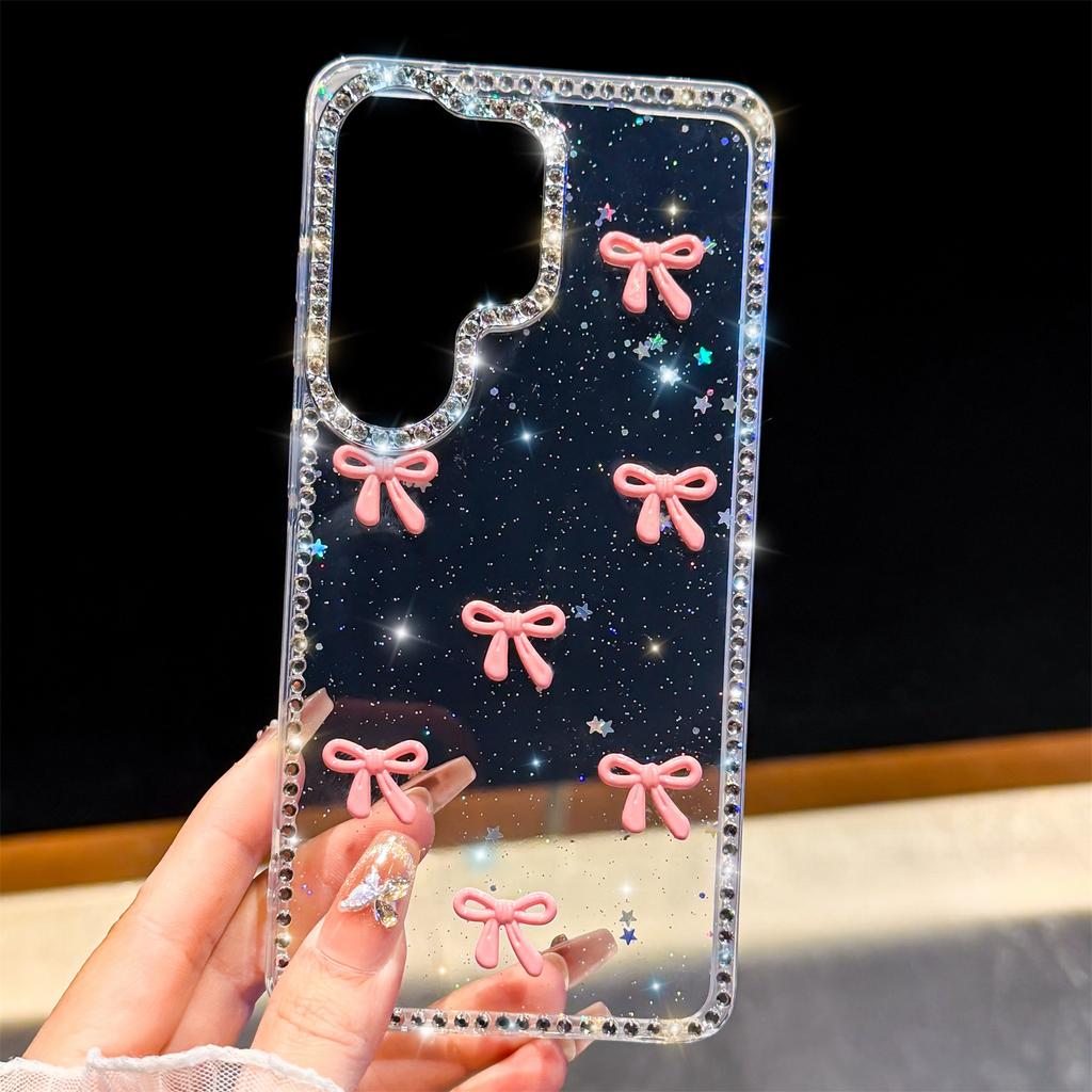 Чехол для Samsung Galaxy S26 Ultra с краем из страз, цветным декором в виде бабочки и банта, задняя крышка телефона из ТПУ + ПК, технология IMD