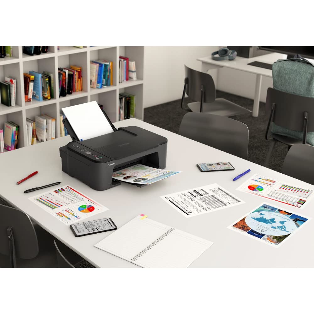 Canon Printer A4 Inkjet Multifunction Printer PIXUS TS3530 Black compatible For telework 2022 model 4 compatible ink series Wi-Fi colors, integrated,