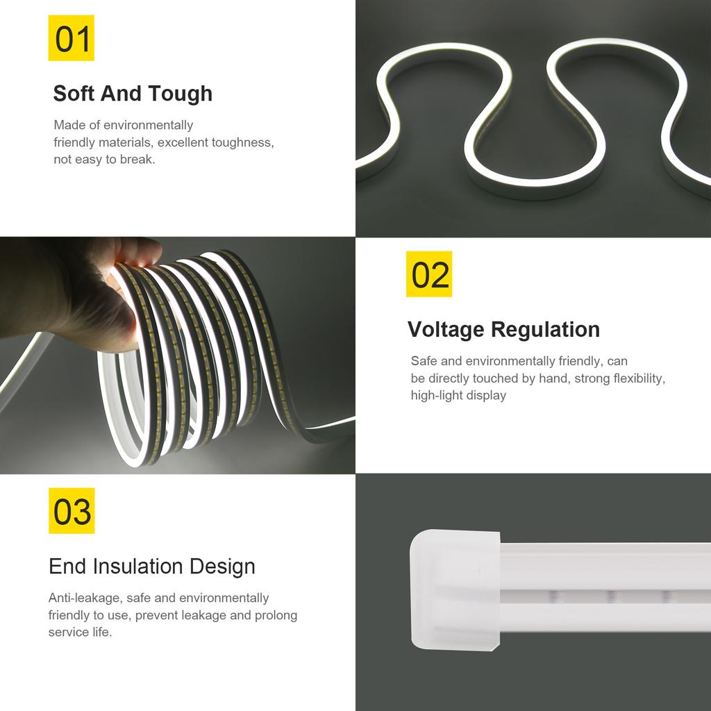 Battery Powered Flexible Neon LED Strip Lights 1M 2M 3M Waterproof DIY Design for Home Decoration White Warm Red Green Blue