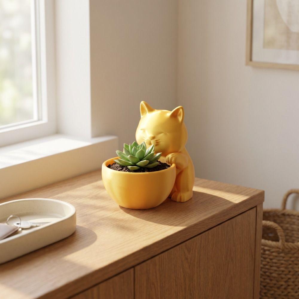 Garden Decor Cat-Shaped Planter Pot Ornaments Cacti Plant Pot Cute Succulents Pot Desk