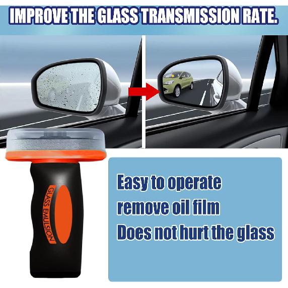 Glass Emulsion Cleaner,Auto Glass Side Window Oil Film Removal Cleaner,Automotive Handheld Oil Flmr Cream,Removes Oil Film & Smudges (2PC)