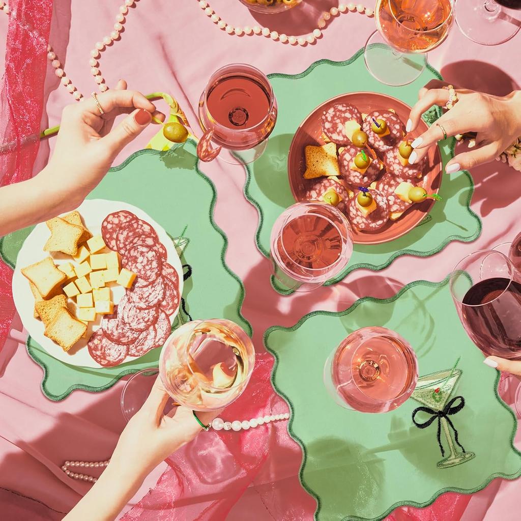 12 шт. Тканевые салфетки для коктейля Мартини с вышивкой по краю Немного старые Принадлежности для вечеринки 15x15 см Моющаяся полиэстеровая атласная ткань для коктейля Мартини