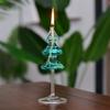 1PC Oil Lamp Windproof Christmas Tree Shape Creative Candlestick Ornaments Handmade Glass Home Decor Kerosene Lamp