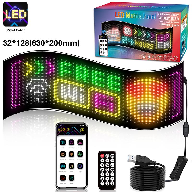 Светодиодный гибкий экран Рекламные щиты Управление через приложение Двухрядный дисплей Текст Шаблон Свободная комбинация Реклама на автомобиле Витрина магазина Наружная