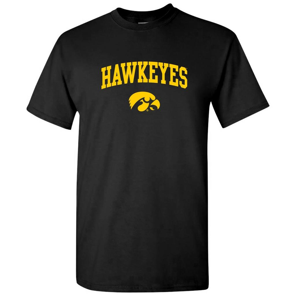 Iowa Hawkeyes Mascot Arch Logo - Short Sleeve College T-Shirt