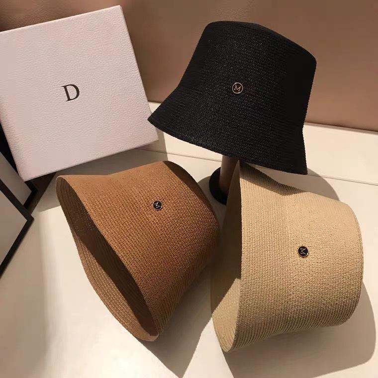 Summer new casual versatile straw bucket hat high cold face cover sun hat outdoor outing basin hat