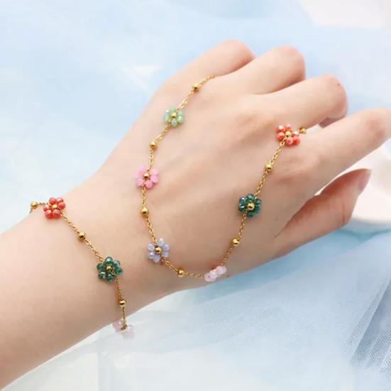 Женское ожерелье, браслет, красочный цветок, подвеска, регулируемая длина, милый стиль, выпускной, свадьба, вечеринка, шея и запястье, подарок на день рождения, годовщину