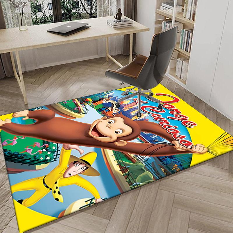 Curious George Flying Kite Area Rug Office rug, Chair Rug, Decor Carpet Livingroom bedroom Mat, Large Size Fan gifts Christmas gifts