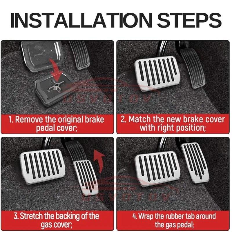For Tesla Model 3 Y Highland 2024 2023 2022 Foot Pedals Cover Accesories Aluminum Alloy Accelerator Gas Fuel Brake Rest Pads Mat