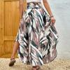 Юбка макси в стиле бохо, регулируемая завязка на завышенной талии, струящаяся юбка с принтом, широкий подол