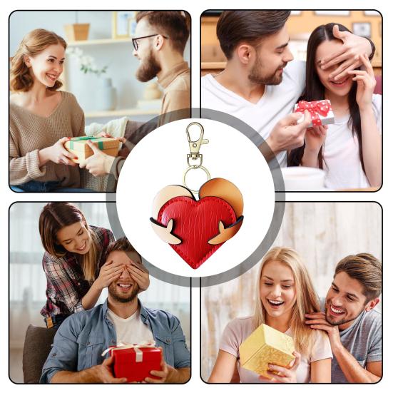 Handmade Faux Leather Heart Keychain Good Luck Decorative Love Charm Keyring Bags Backpacks Cars Accessories