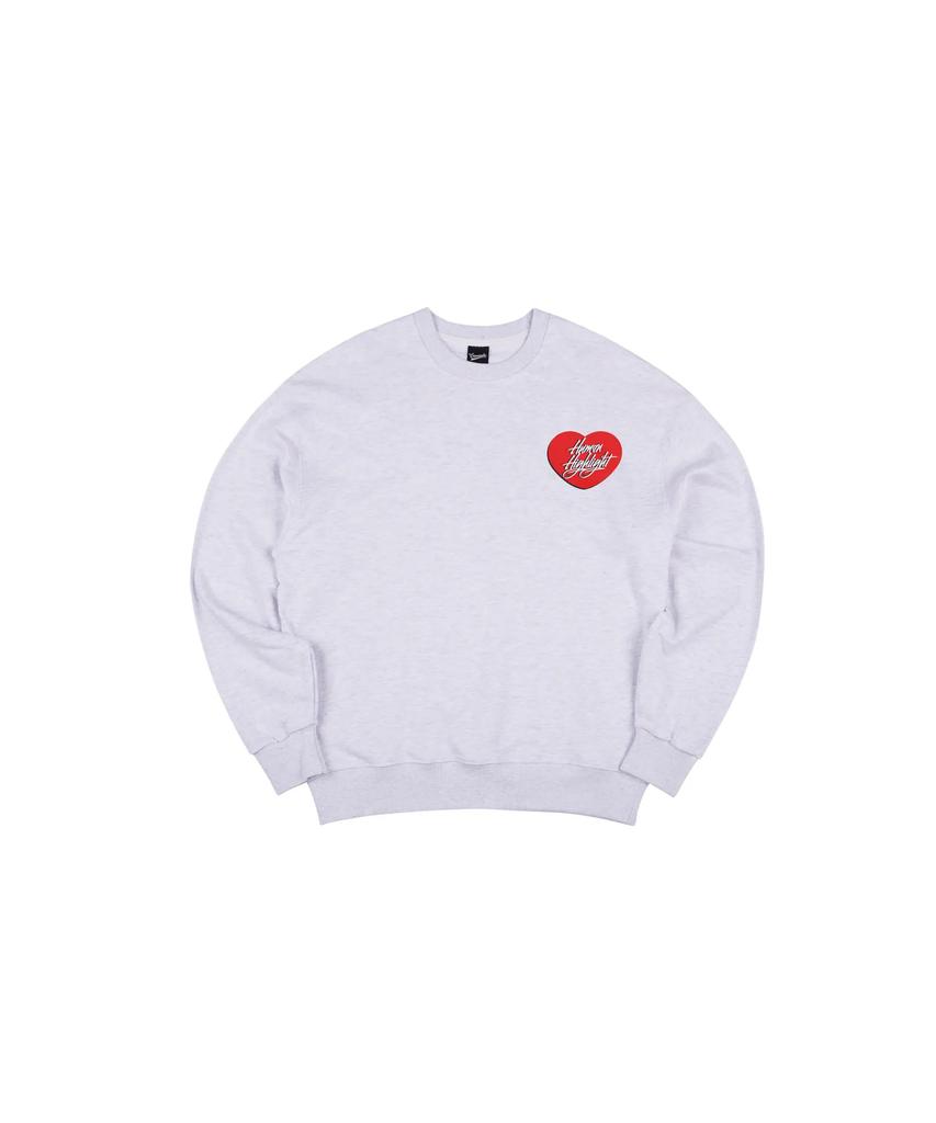 CREAM SODA LAB Human Highlight Sweatshirt Small Heart Light Gray Red