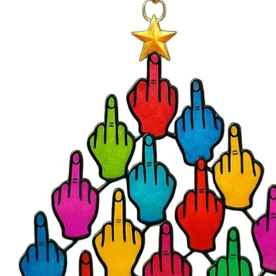 Орнамент на елку с жестом «фак» Разноцветная декорация на рождественскую елку со средним пальцем Орнамент «Сложенные руки» для Рождества, Зимы, украшения дома