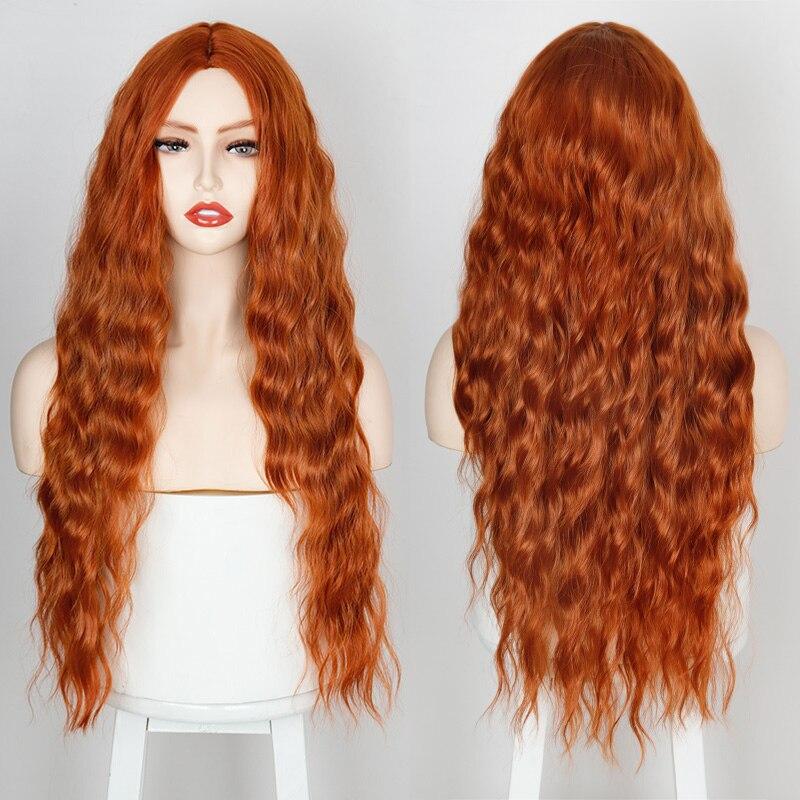 XINRAN Длинный волнистый женский парик, натуральные волосы с боковой частью, Ombre, синтетические парики, оранжевый/блондинный/розовый, парики для косплея, термостойкие для женщин