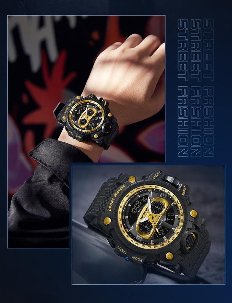 Модные мужские многофункциональные спортивные часы Sanda 3153 - Трендовый и креативный дизайн