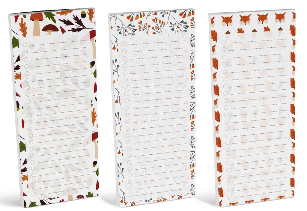 Inkdotpot Pack of 3 Magnetic Fridge To-Do List Notepads, Magnetic Memo Pads For Refrigerator, Leaves Design (50 Sheets