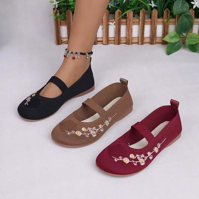 Мамины туфли летние полые сетчатые туфли для среднего и пожилого возраста этнический стиль на одной педали повседневные туфли из мушиной ткани с вышивкой 36-44 большой размер
